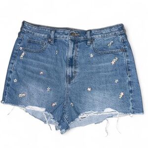 American Eagle Outfitters Mom short Light Blue Floral Embroidered Denim Shorts